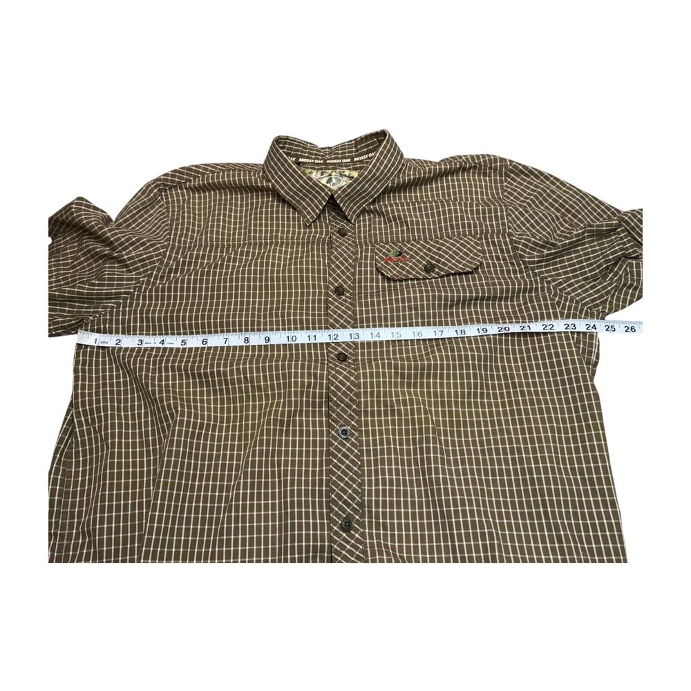 Mossy Oak Shirt Mens XL Brown White Check Cotton Short Sleeve Collared Button-Up - Picture 4 of 7